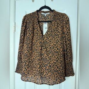 NWT Collective Leopard Print V-Neck Blouse
